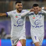 شادی گل بازیکنان در یک مسابقه از لیگ برتر فوتبال ایران