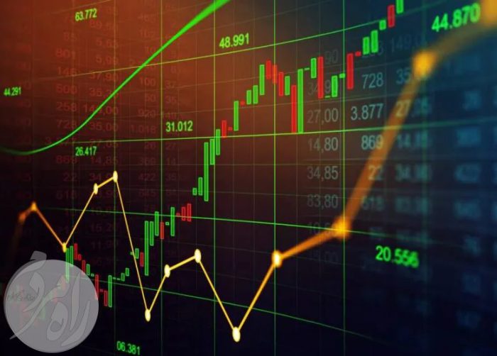 نمودار تزیینی رشد شاخص کل بورس و وضعیت بازار سرمایه امروز