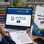 داوطلب در حال مطالعه دفترچه انتخاب رشته کنکور برای انتخاب رشته آگاهانه