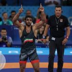 محمدهادی ساروی در جریان مسابقات جهانی کشتی فرنگی