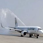 هواپیمای شرکت هواپیمایی سلام ایر عمان در فرودگاه بین‌المللی امام خمینی (ره) پس از ازسرگیری پروازها.