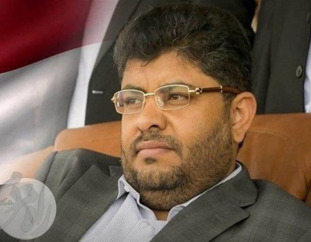 محمدعلی الحوثی، عضو ارشد شورای عالی سیاسی یمن در حال سخنرانی